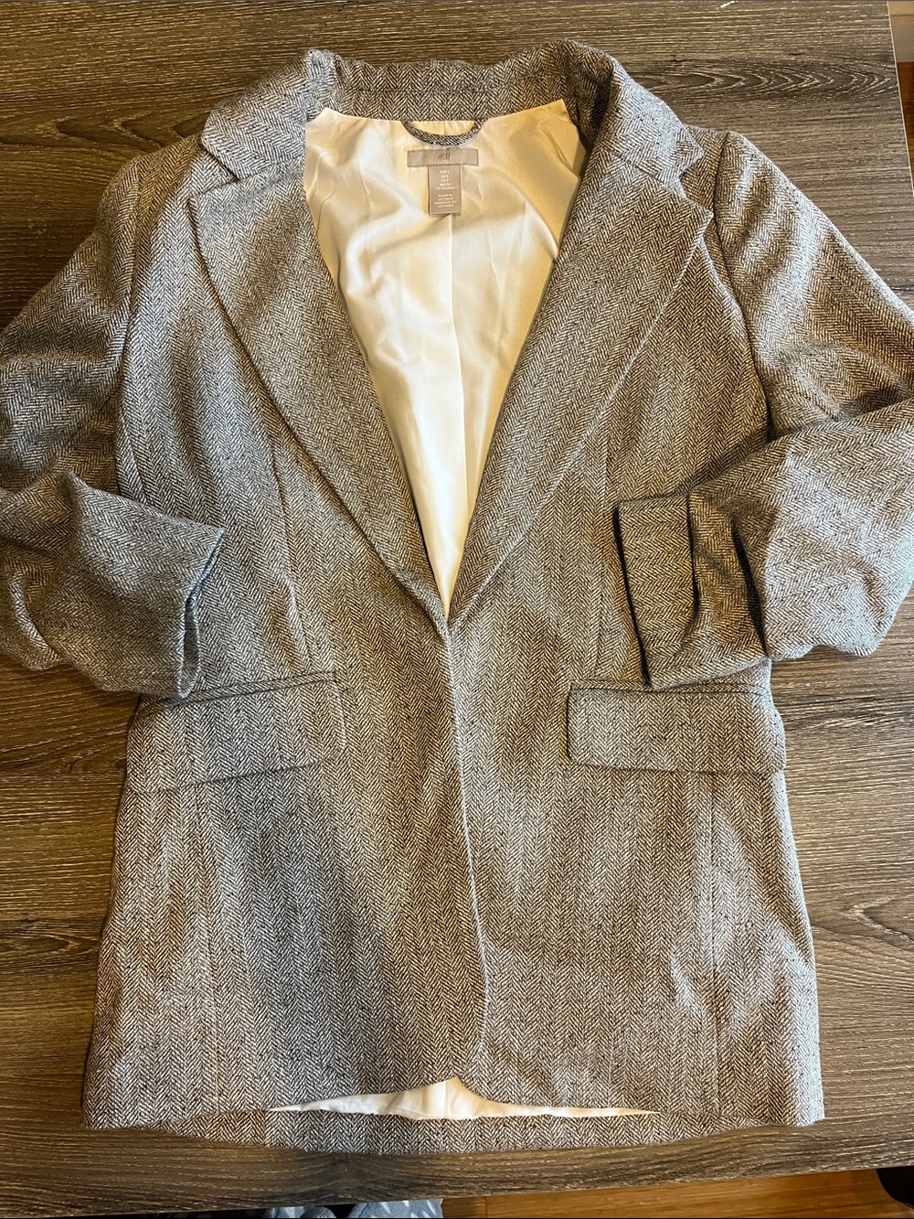 H&M Gray Herringbone Blazer